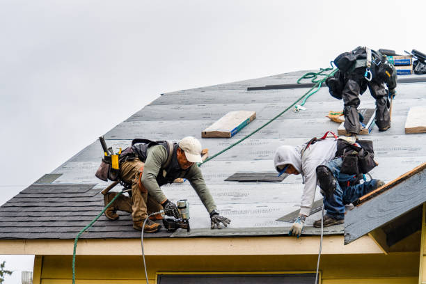 Professional Gutter Installation technician working in Walburg, TX